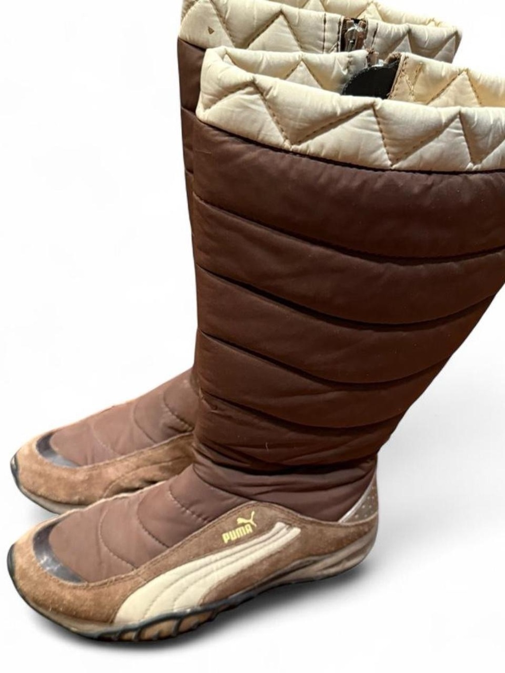 Y2K Puma Quilted Knee High Brown Winter Boots